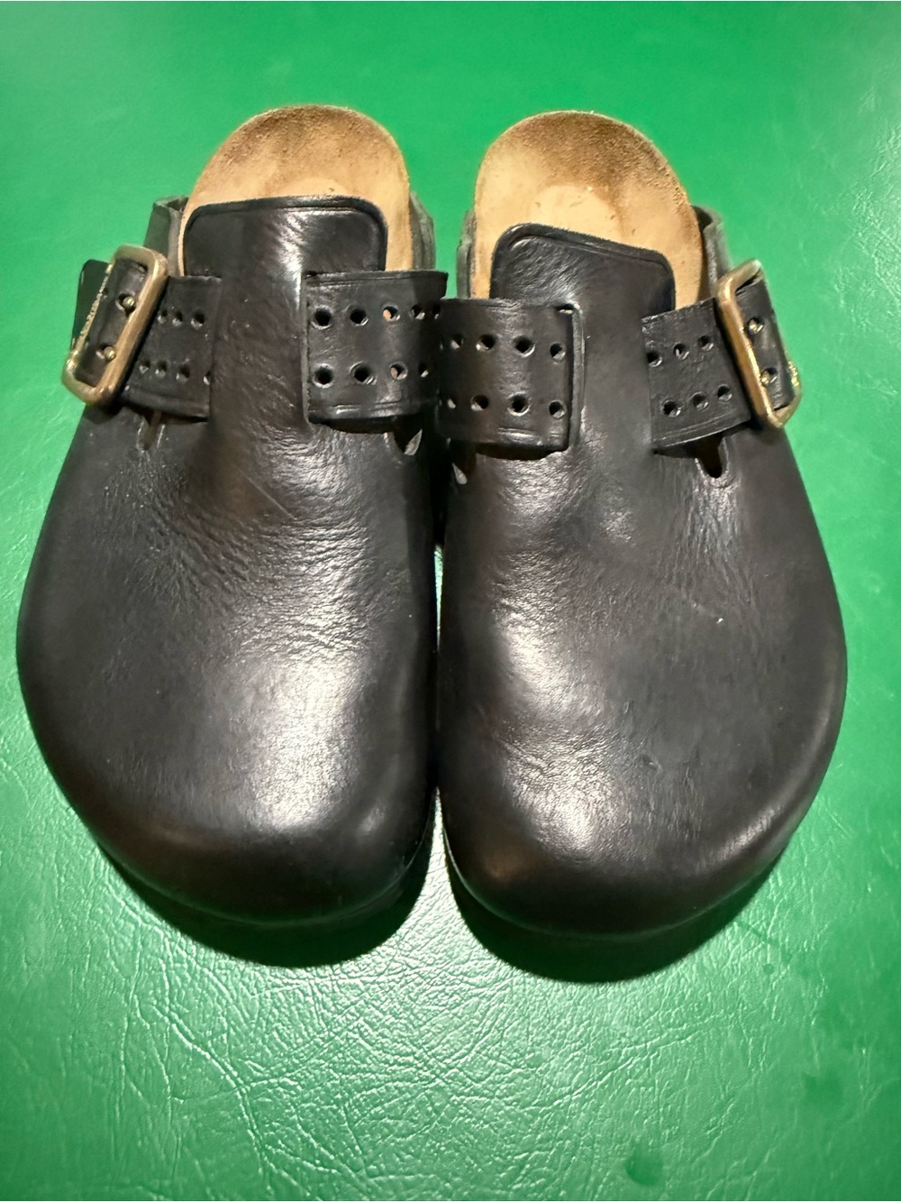 Birkenstock black Leather big buckle Boston clog size 41